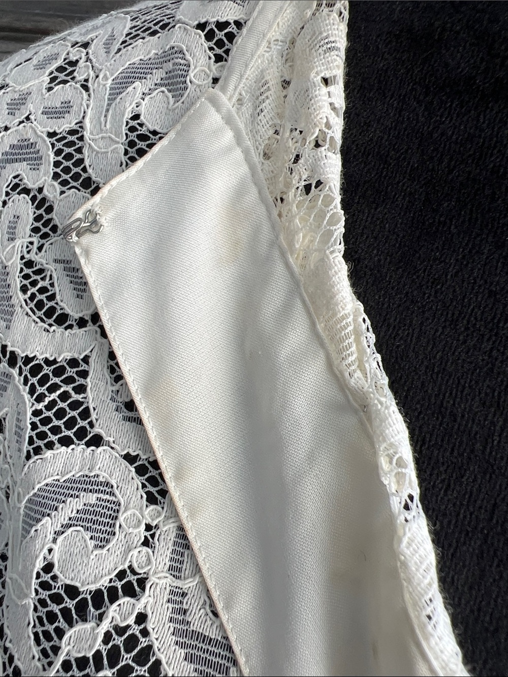 Ivory Lace Blouse with Satin Trim - Women's Elegant Pullover - Picture 6 of 12
